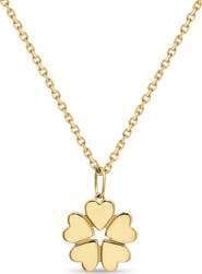 DEVATA Clover Heart Pendant Necklace in 14K Gold, 19mm