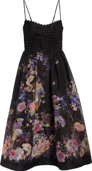 Zimmermann Kindred Spirit Luna Floral Beaded Linen & Silk Organza Picnic Dress