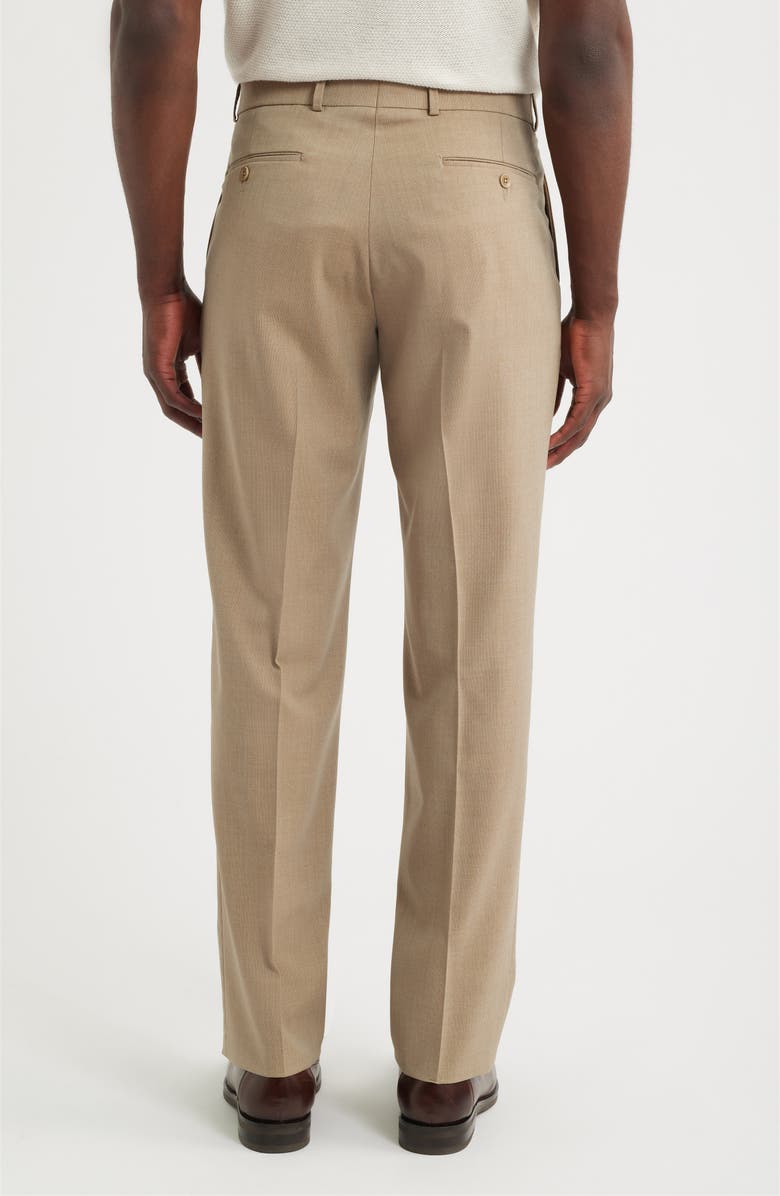 Berle Lightweight Flat Front Mesh Weave Wool Dress Pants, Alternate, color, Wicker Light