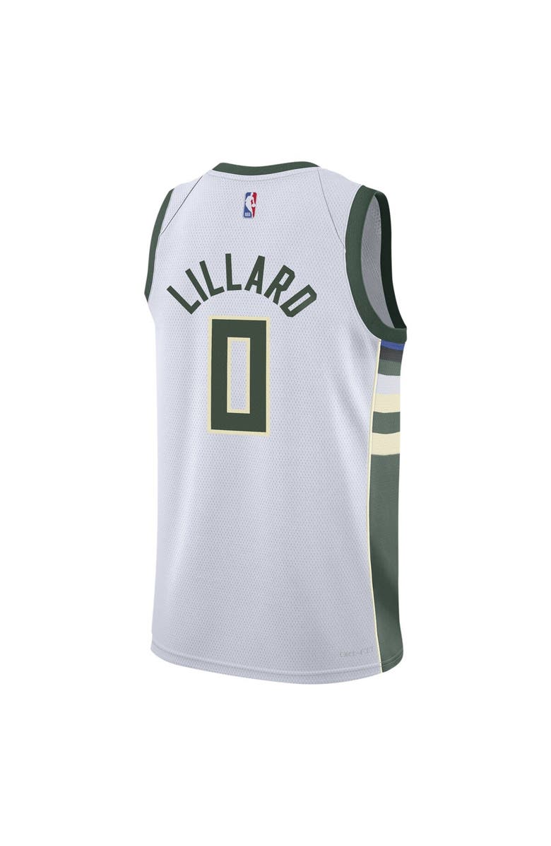 Nike Youth Nike Damian Lillard White Milwaukee Bucks Swingman Jersey - Association Edition, Alternate, color, 
