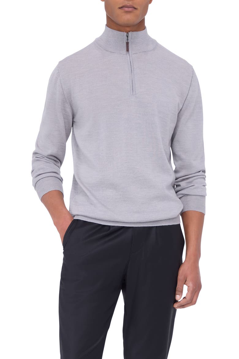 Merino Wool Quarter Zip Pullover, Main, color, PLATINUM