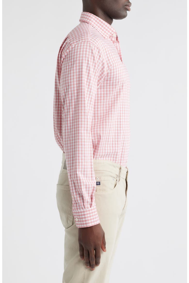 Westwood Plaid Button-Up Shirt, Alternate, color, LOBSTER