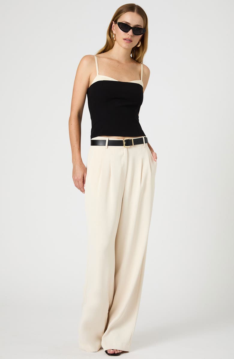 French Connection Azra Strappy Corset Crop Top, Alternate, color, Blackout/ Classic Cream