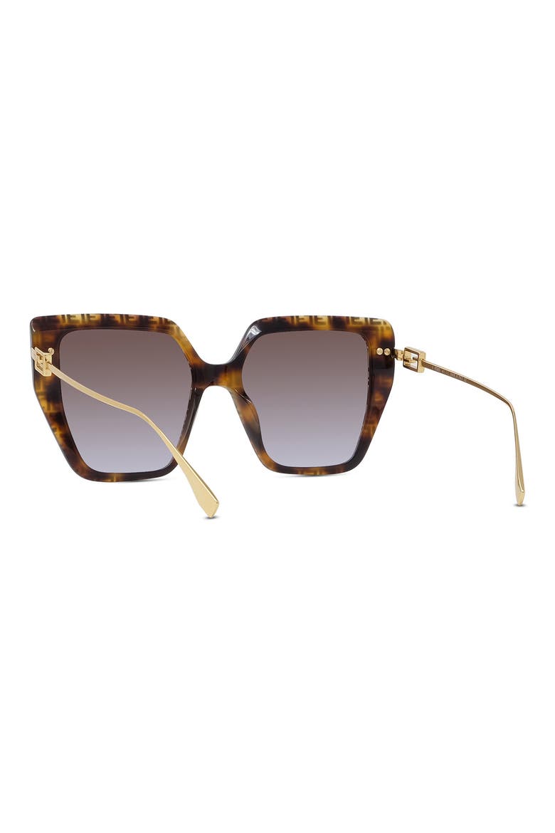 'Fendi Baguette 55mm Butterfly Sunglasses, Alternate, color, HAVANA / GRADIENT BROWN