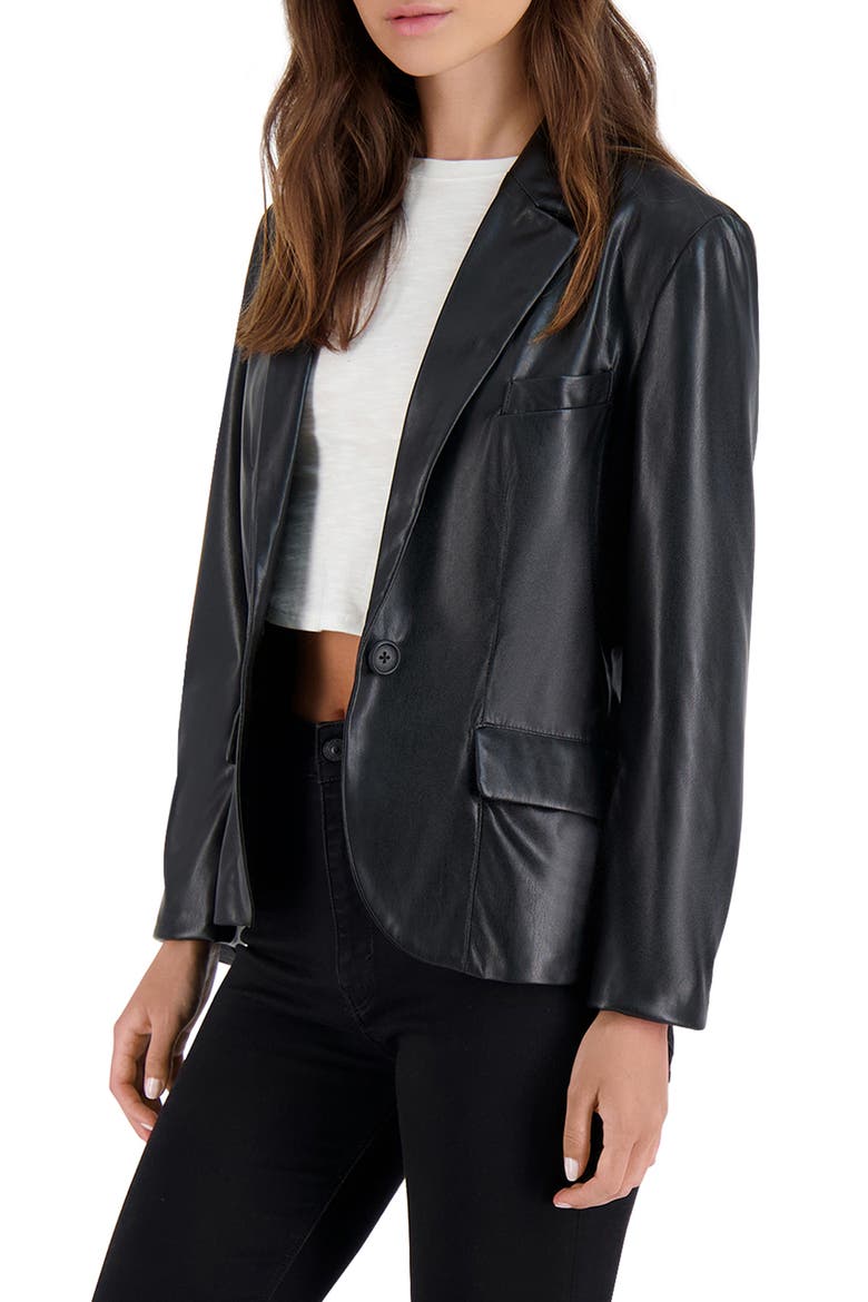 BB Dakota Serious or Not Faux Leather Blazer, Alternate, color, BLACK