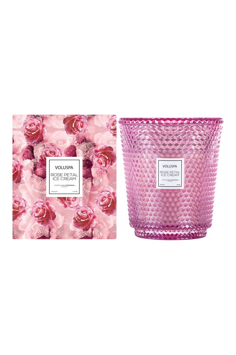 Rose Petal Ice Cream Hearth 5-Wick Glass Candle, Main, color, NO COLOR