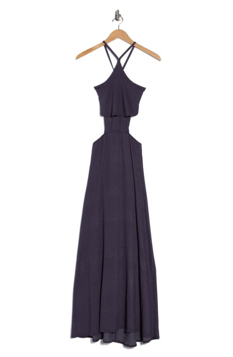 Halter Side Cutout Maxi Dress