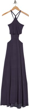 GO COUTURE Halter Side Cutout Maxi Dress