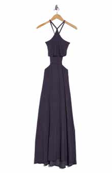 GO COUTURE Halter Side Cutout Maxi Dress