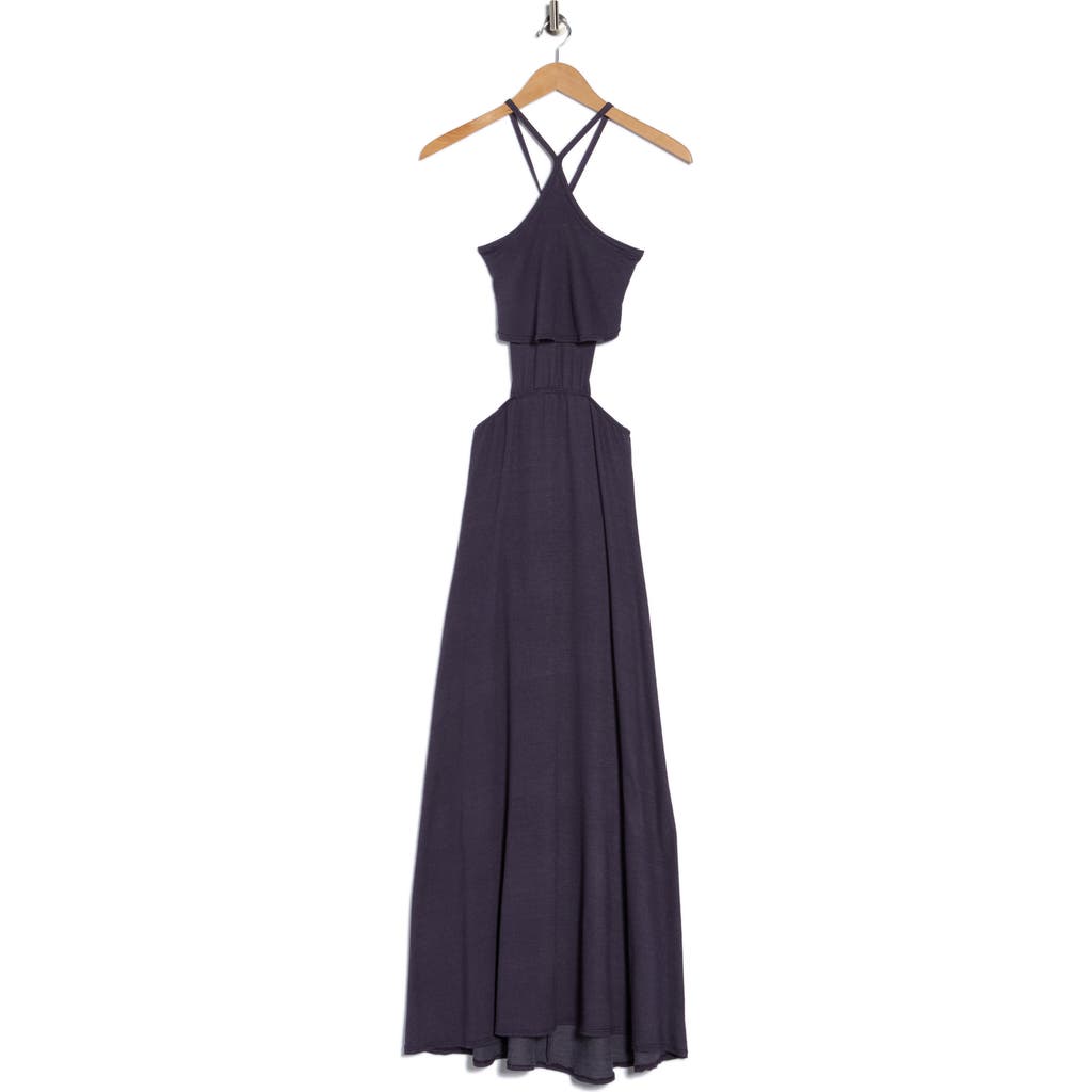 Go Couture Halter Side Cutout Maxi Dress In Blue