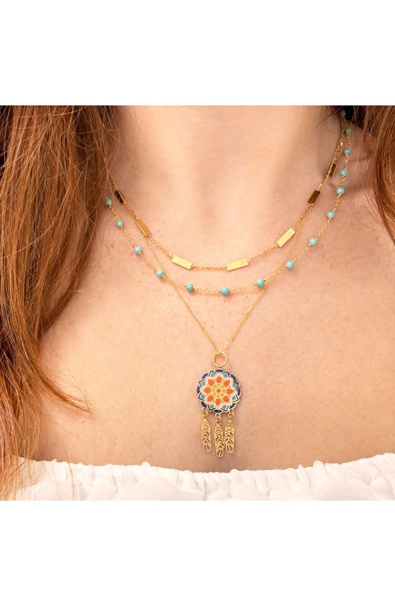 The Lovery Fine Jewelry Enamel Dream Catcher Charm, Alternate, color, Multicolored Enamel