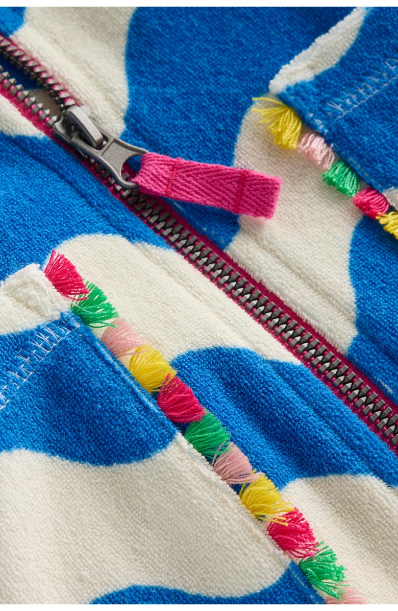 Mini Boden Kids' Romie Terry Hooded Cover-Up Dress, Alternate, color, Ivory And Blue Wave