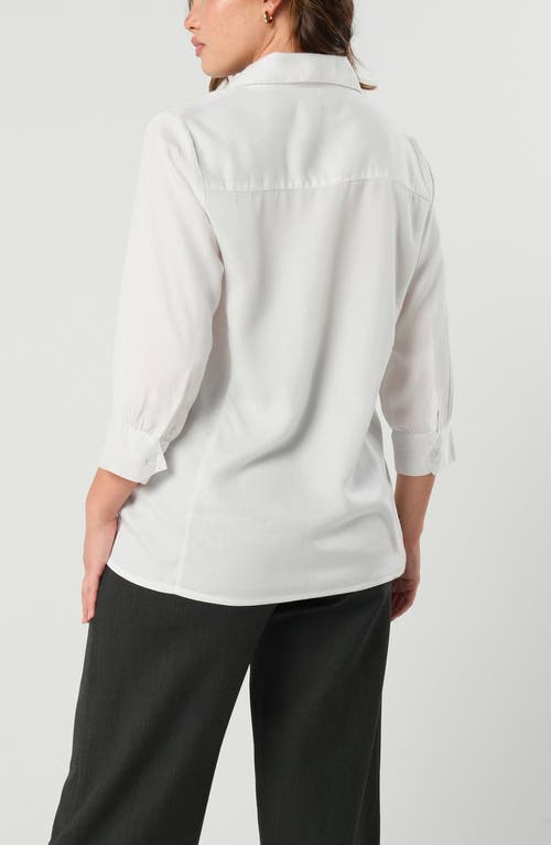 Marion Three-quarter Sleeve Twill Maternity Button-up Top