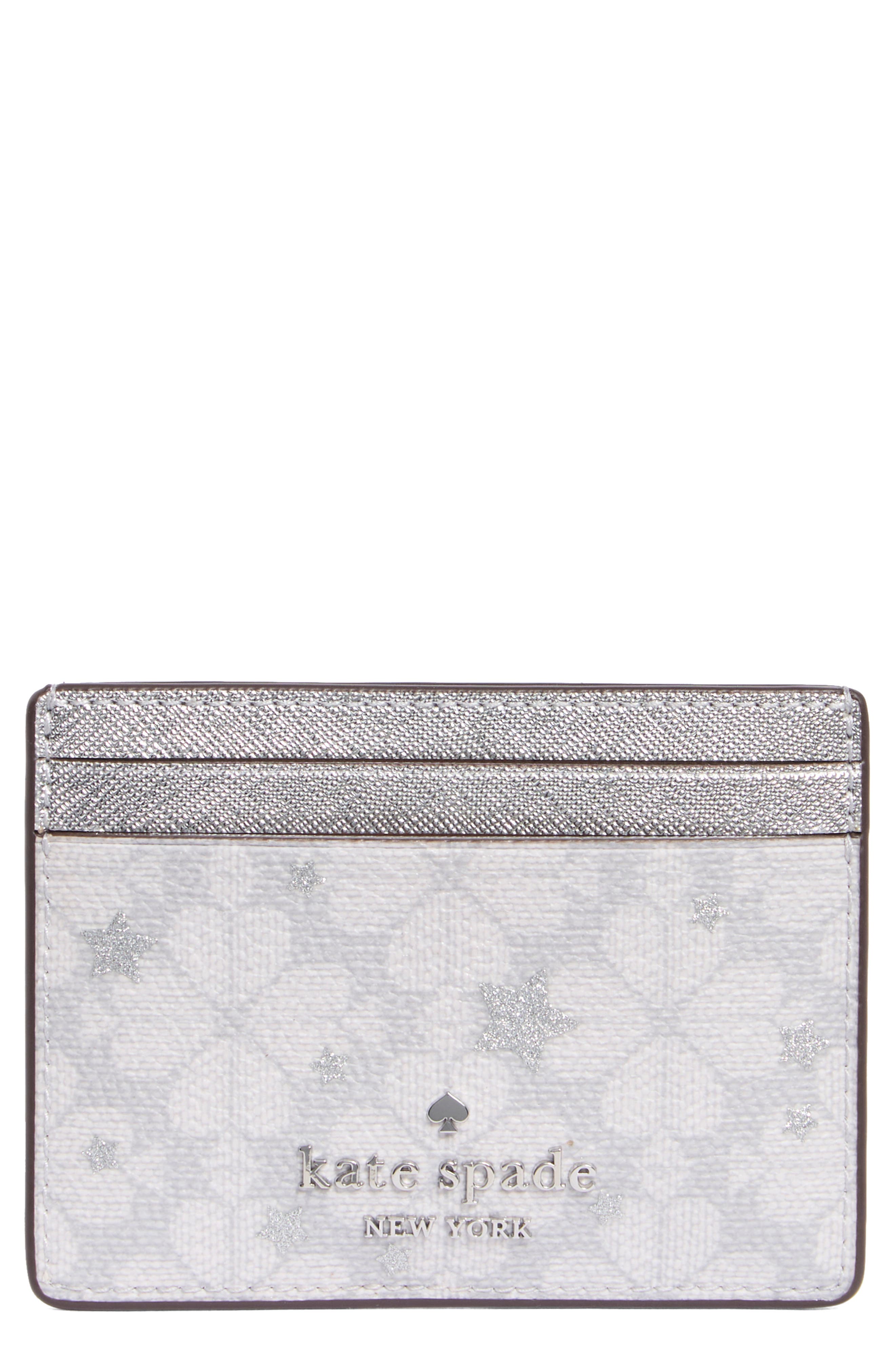 spade flower star coated canvas card case