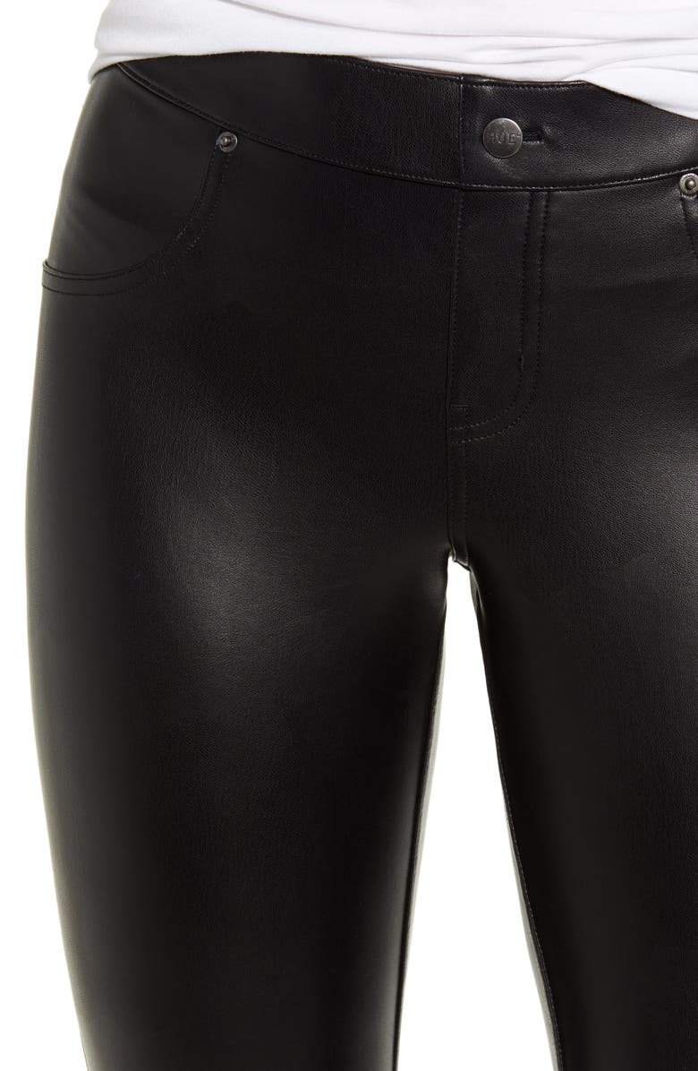 Hue Faux Leather Leggings, Alternate, color, Black