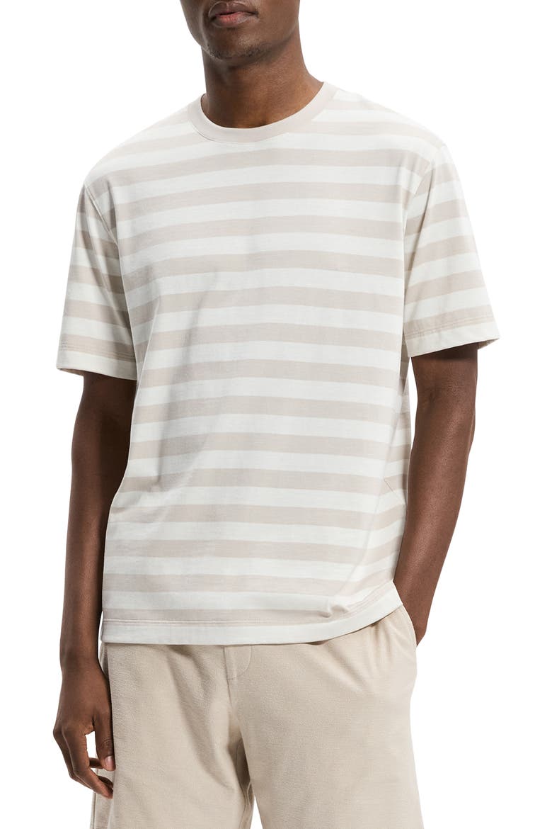 Relaxed Stripe Pima Cotton T-Shirt, Main, color, SILVER CLOUD/WINTER