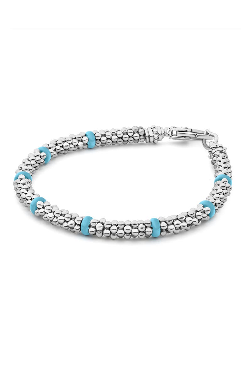 Blue Ceramic & Caviar Beaded Bracelet, Alternate, color, SILVER/ TURQUOISE