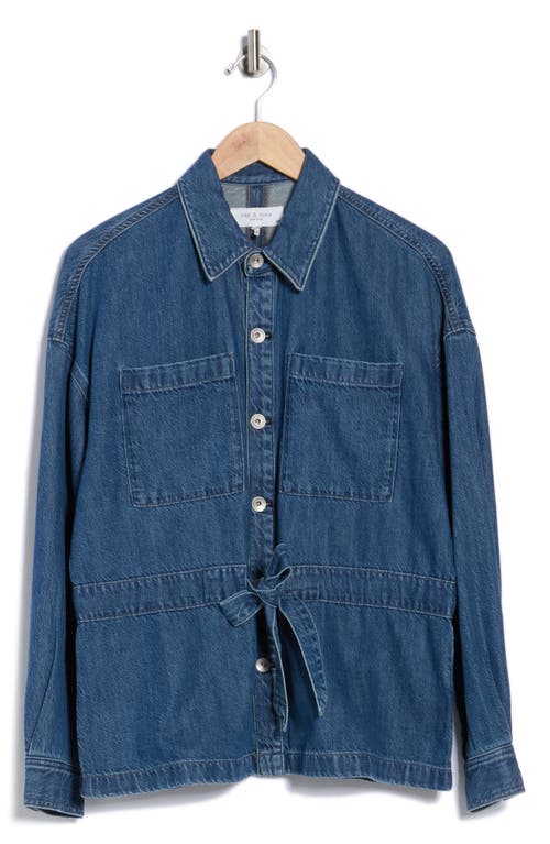 Rag & Bone Layla Tie Waist Denim Shirt Jacket In Blue