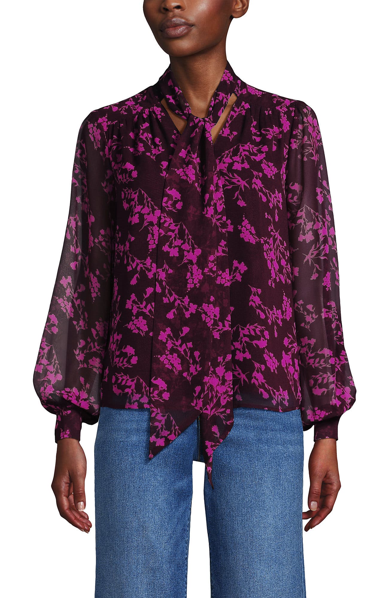 Chiffon Removable Tie Neck Blouse - image 5