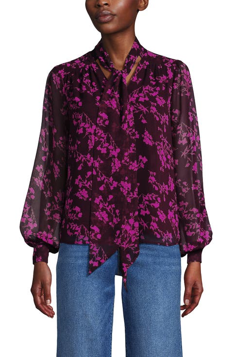 Chiffon Removable Tie Neck Blouse