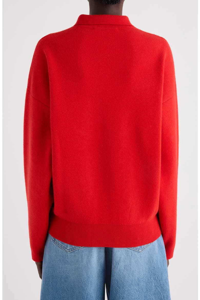 La Maille Vareuse Pallone Merino Wool & Cashmere Polo Sweater, Alternate, color, RED
