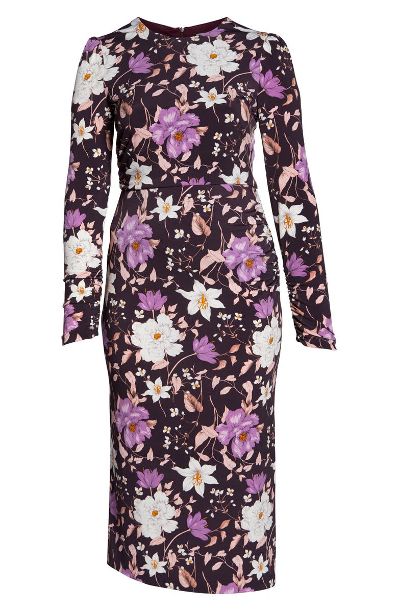 Eliza J Floral Long Sleeve Midi Dress, Alternate, color, 