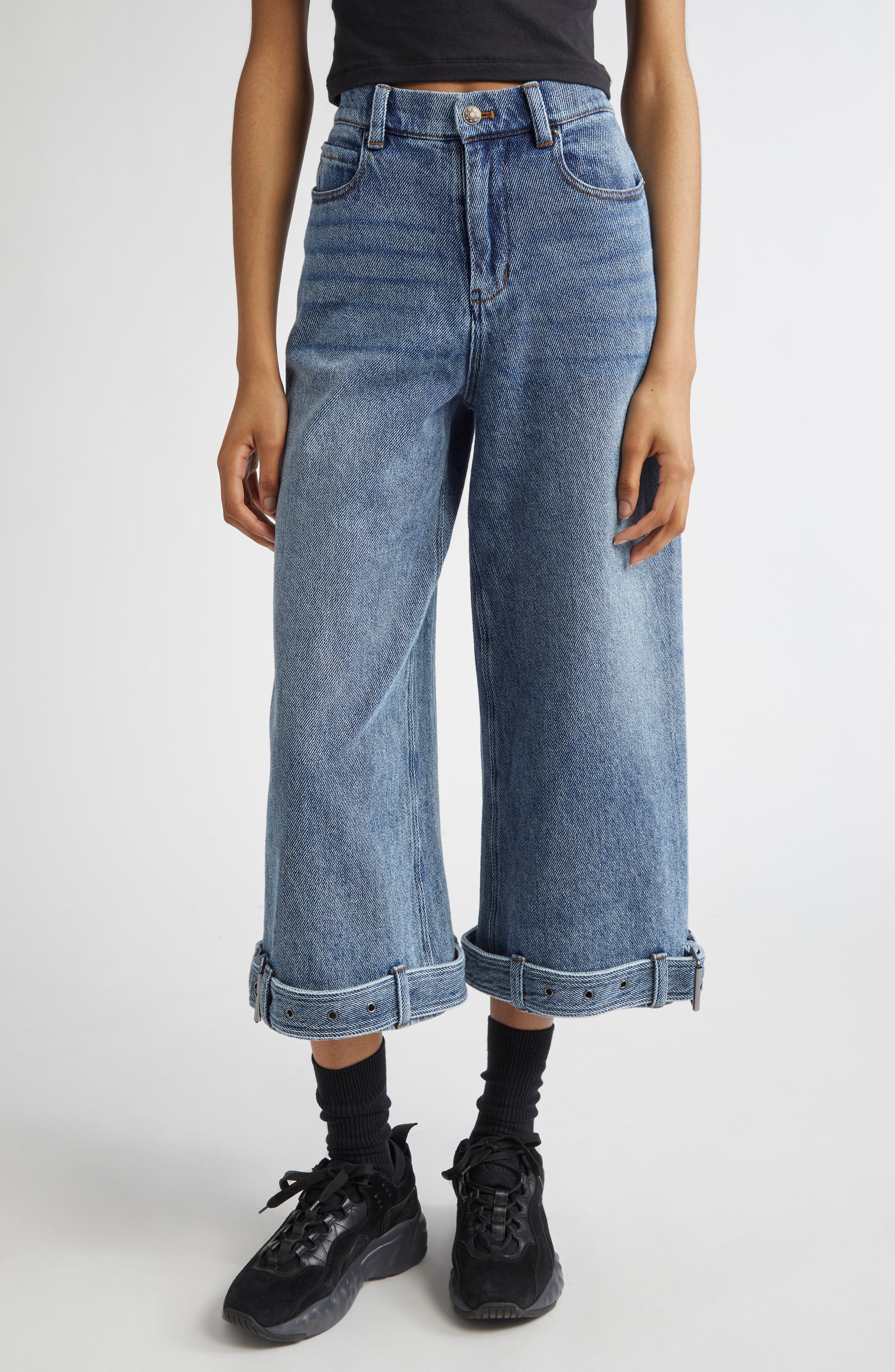MELITTA BAUMEISTER Belt Hem Crop Jeans (Women) | Nordstrom