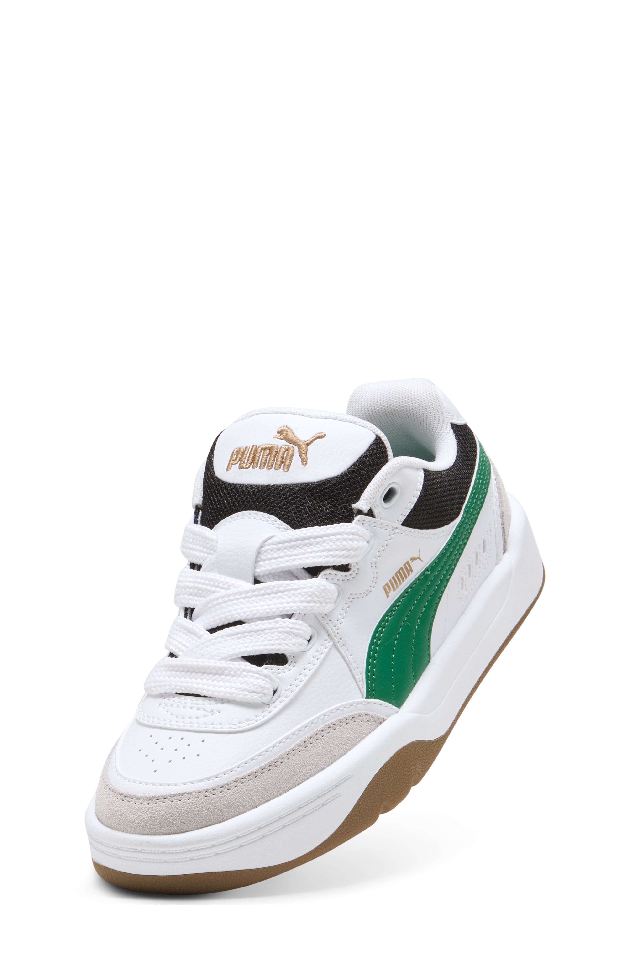 PUMA Kids' Park Lifestyle SK8 Sneaker, Alternate, color, Puma White- Green- Gold