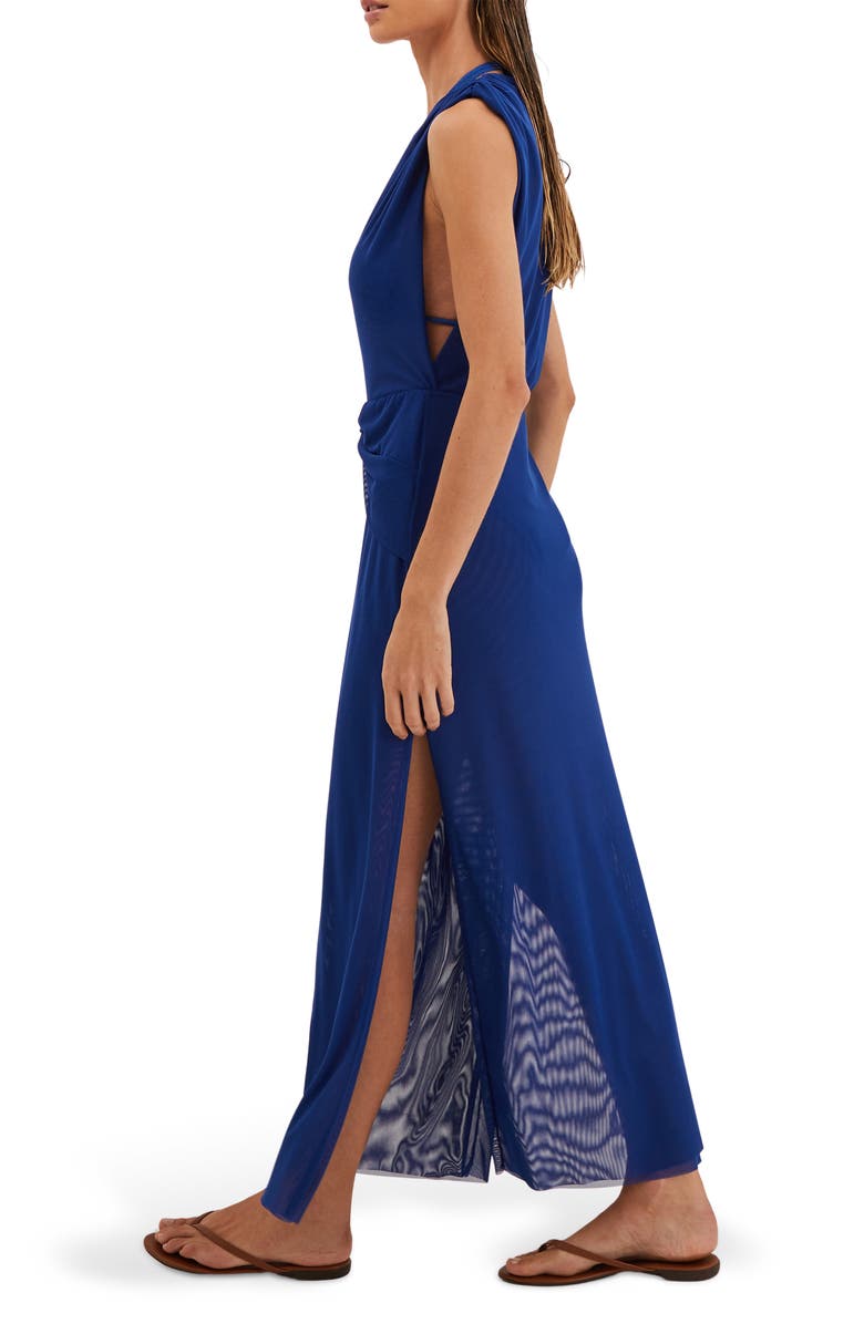 ViX Paula Hermanny Solid Cindy Midi Cover-Up Dress, Alternate, color, Blue