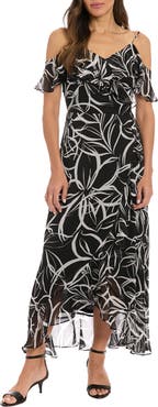 London Times Yoryu Cold Shoulder Maxi Dress