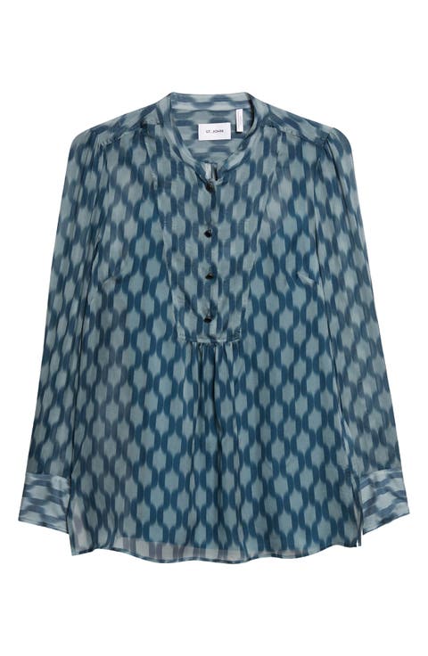 Geometric Print Silk Georgette Top