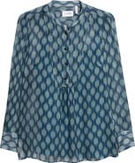 ST. JOHN Geometric Print Silk Georgette Top
