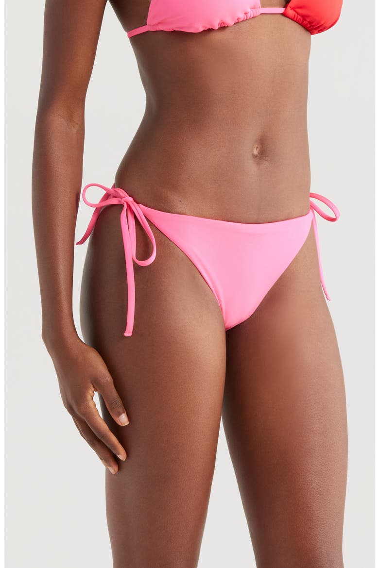 Tie Side Bikini Bottoms, Alternate, color, HYPER PINK