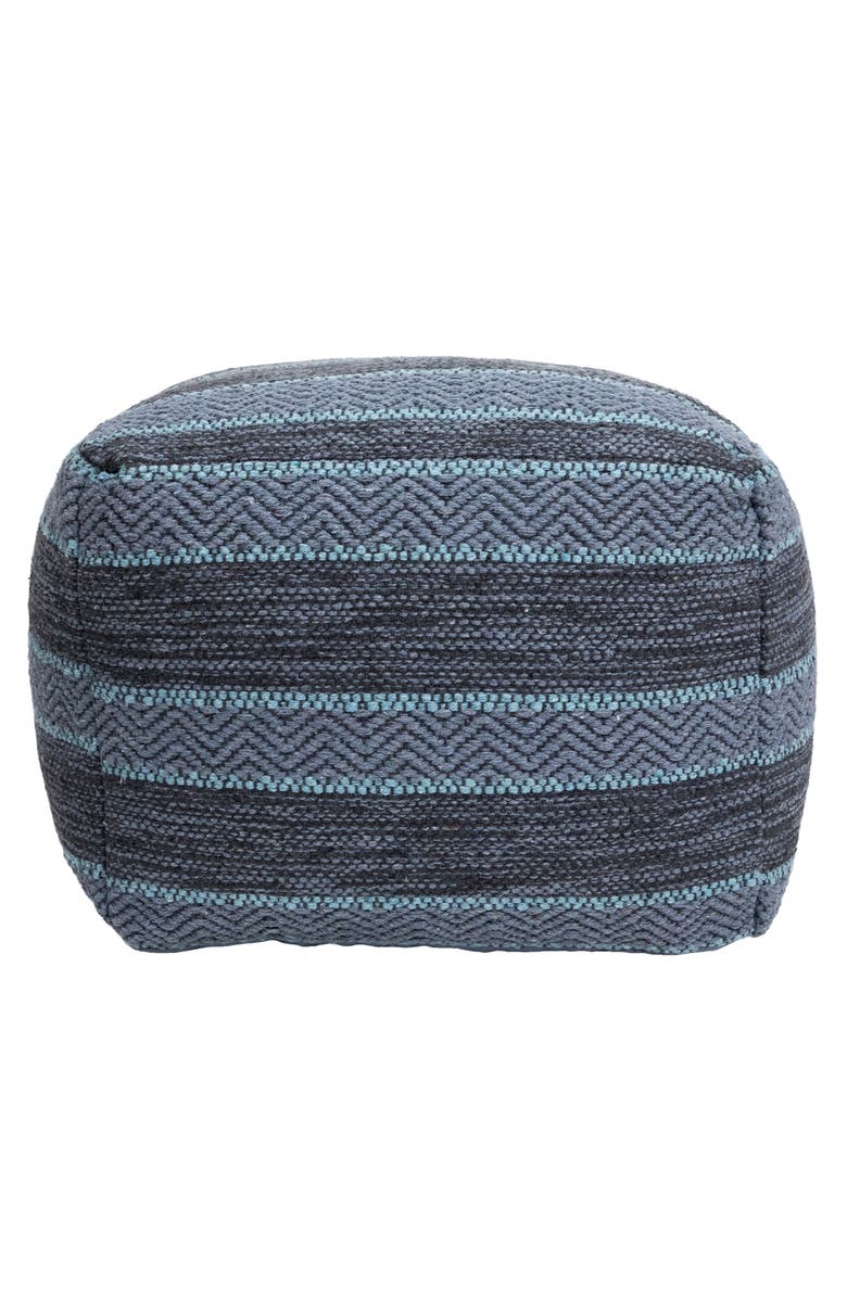 Northlight Striped Woven Cotton Square Pouf - 14" - Gray, Main, color, Gray