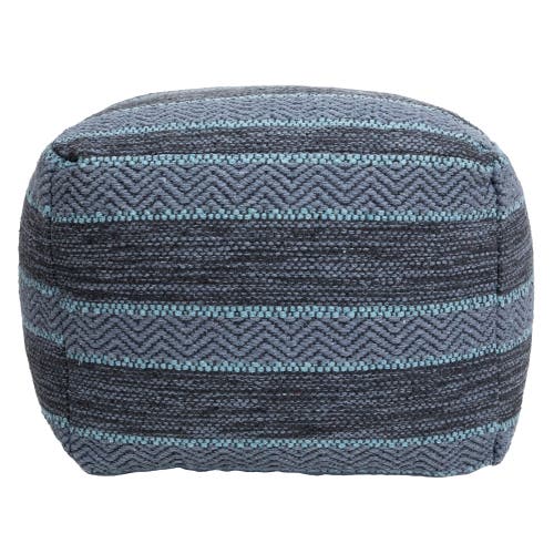 Northlight Striped Woven Cotton Square Pouf