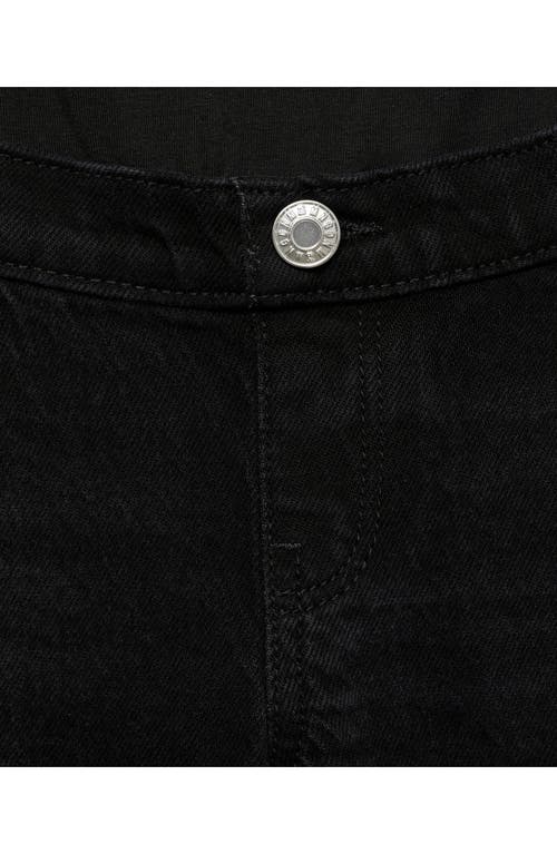 Shop Mango Over The Bump Wide Leg Maternity Jeans In Black Denim