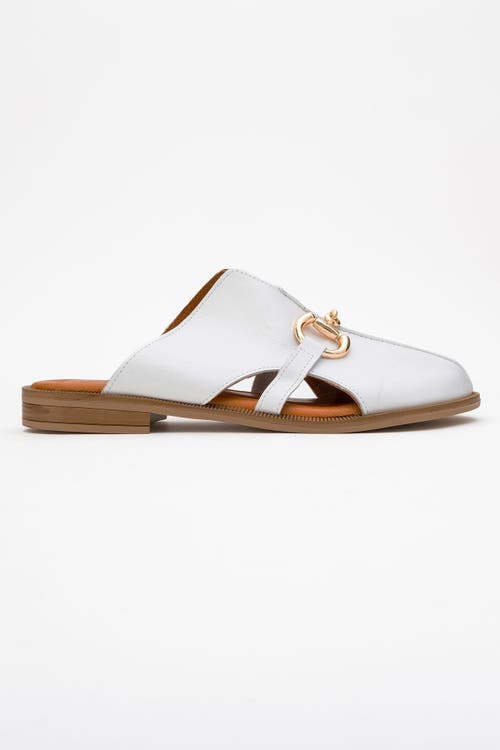 Forever & Always Shoes Favor Leather Mules In White