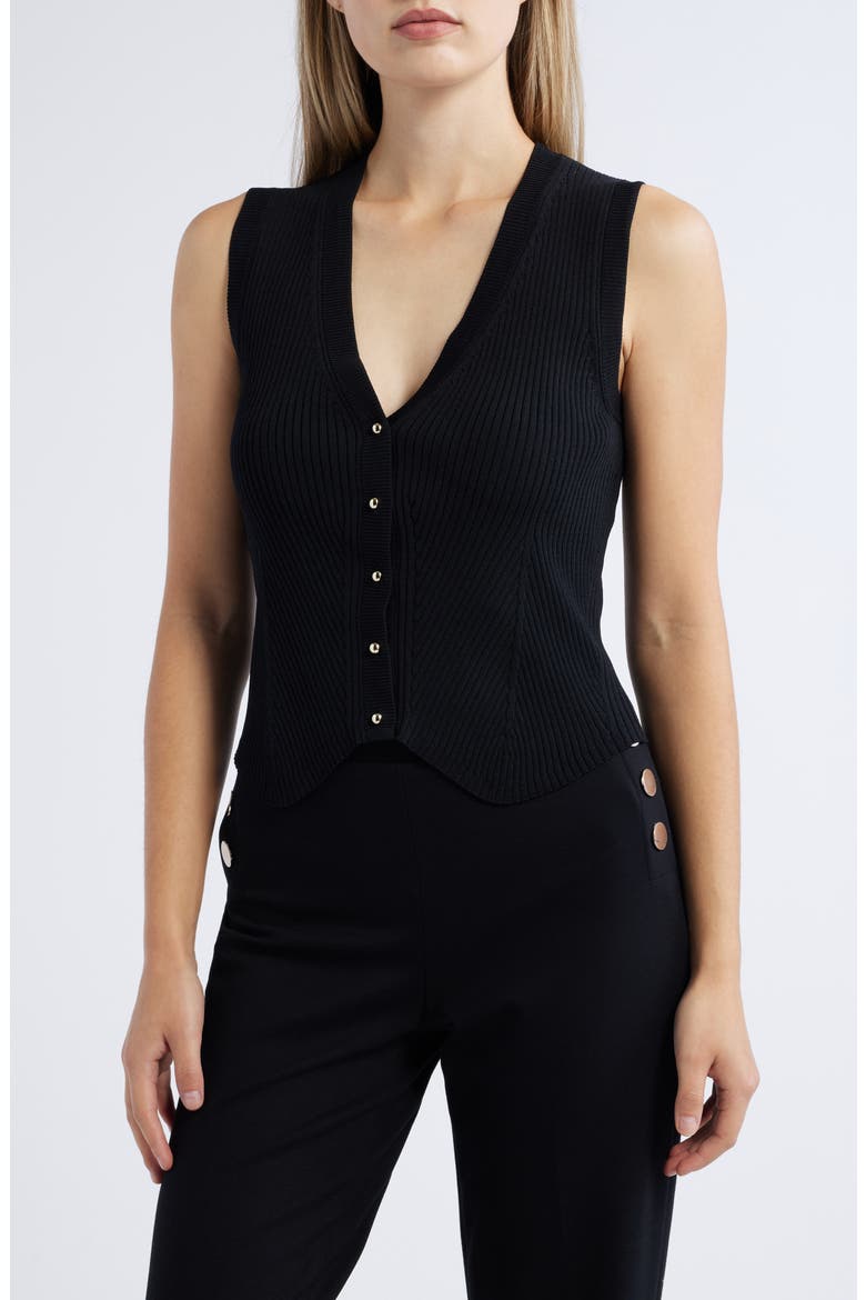 Fitted Direction Rib Sweater Vest, Main, color, ANNE BLACK