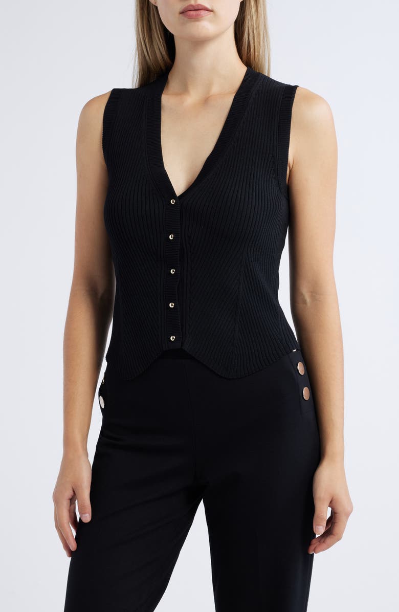 Anne Klein Fitted Direction Rib Sweater Vest, Main, color, 