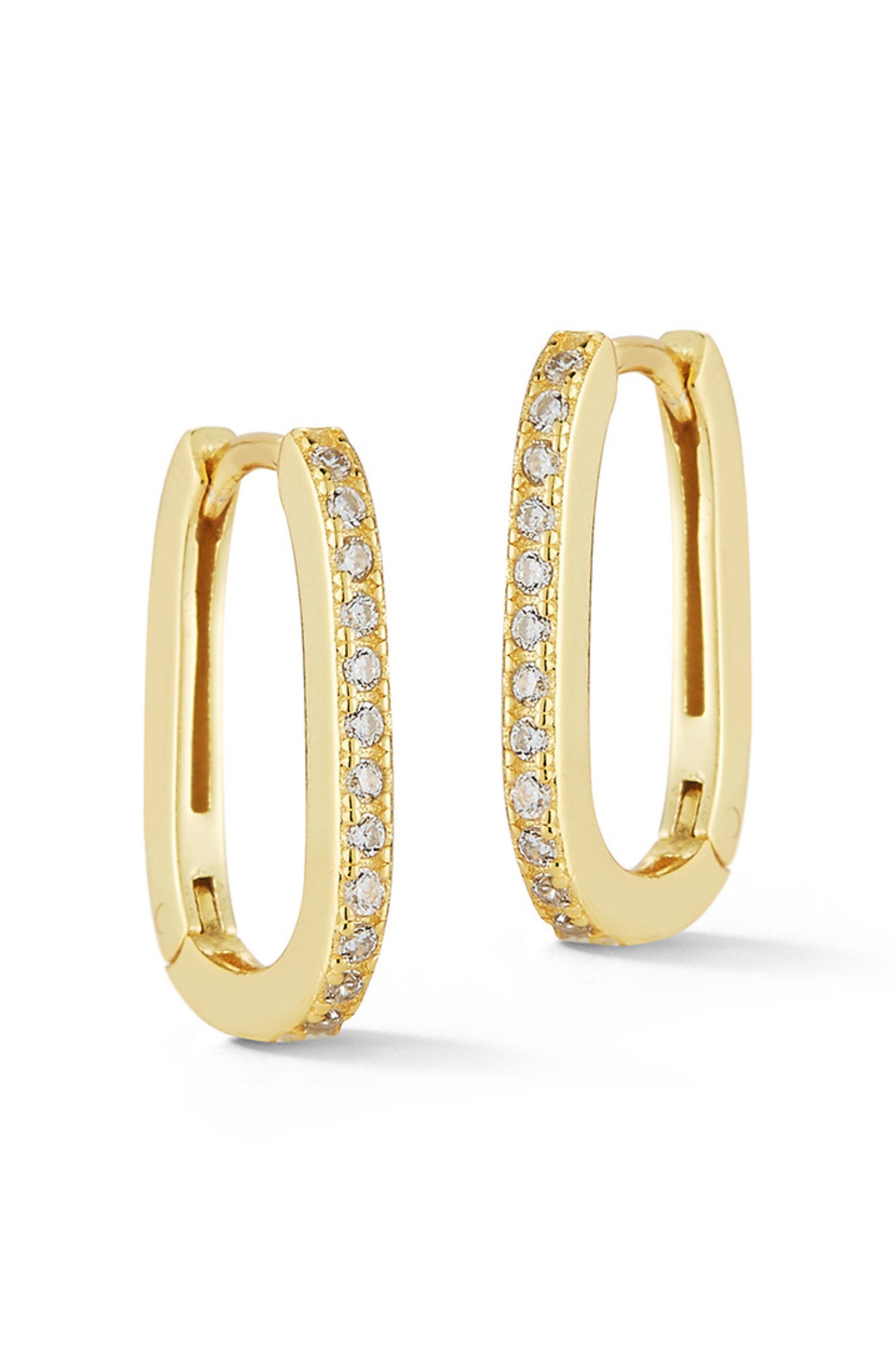 GLAZE JEWELRY Cubic Zirconia Oval Huggie Hoop Earrings