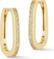 GLAZE JEWELRY Cubic Zirconia Oval Huggie Hoop Earrings