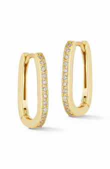 Cubic Zirconia Oval Huggie Hoop Earrings