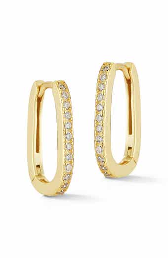 Cubic Zirconia Oval Huggie Hoop Earrings