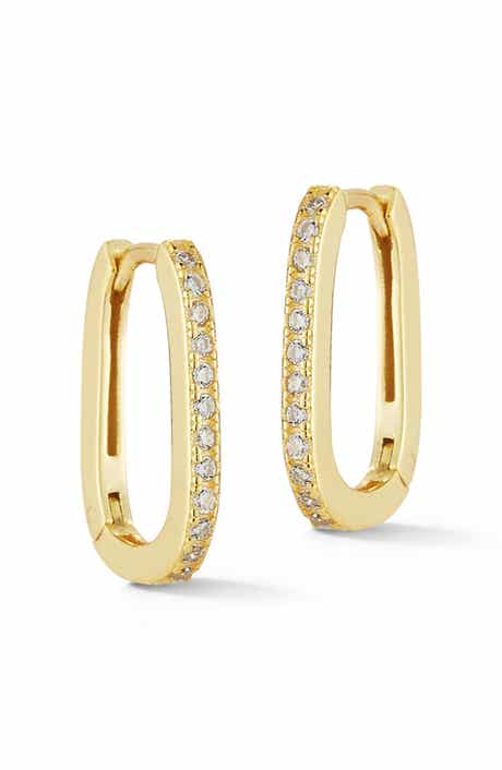 GLAZE JEWELRY Cubic Zirconia Oval Huggie Hoop Earrings