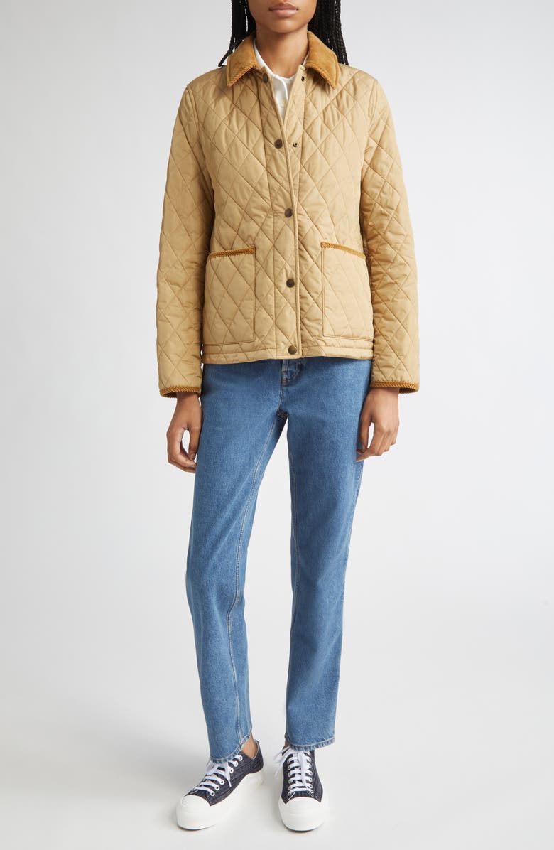 Burberry Dorset Quilted Nylon Jacket, Alternate, color, Flax/ Sand Ip Check