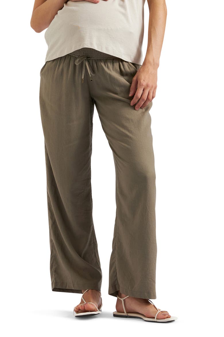 Indi Wide Leg Linen Pant, Main, color, OLIVE