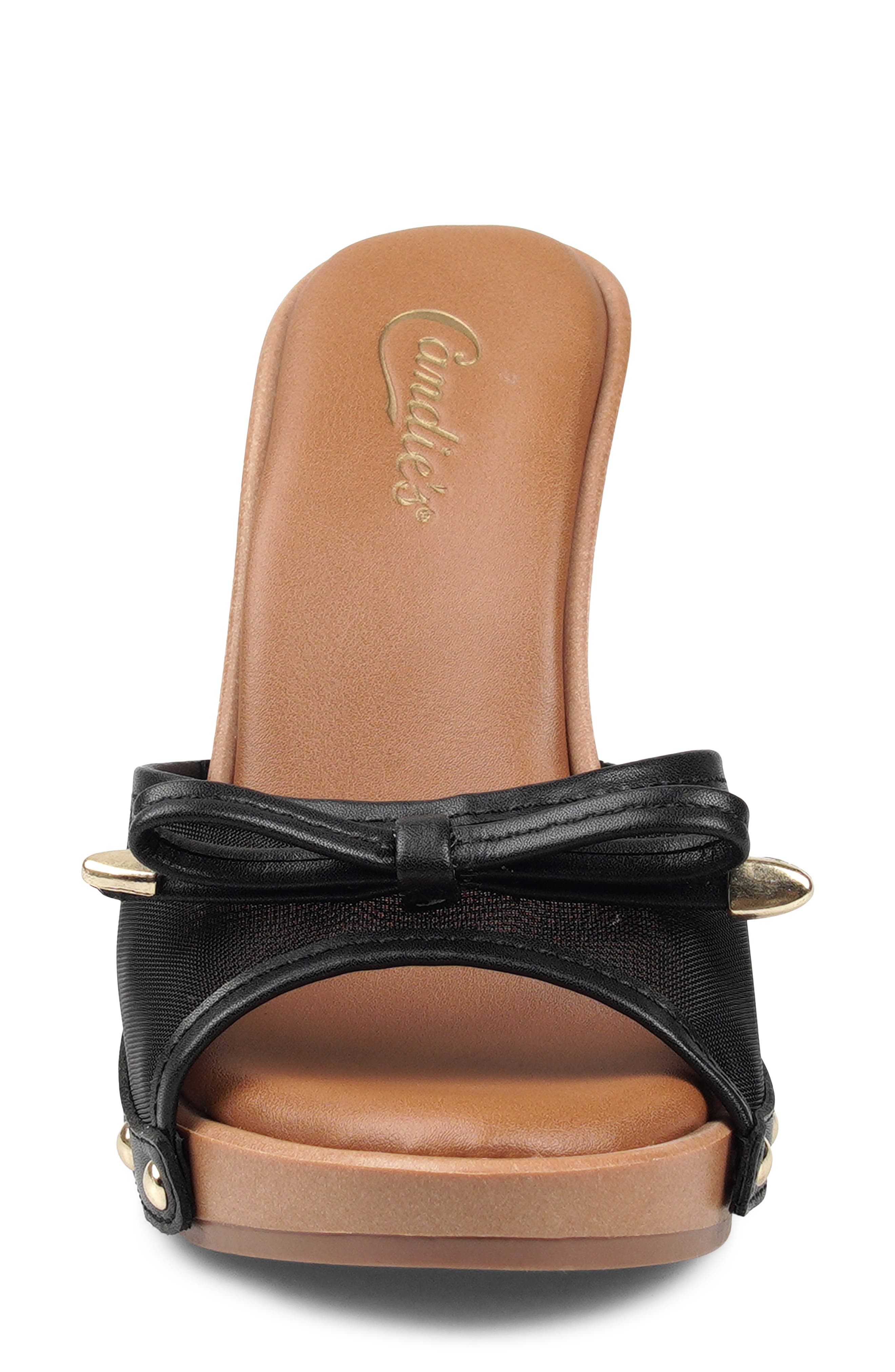Candie's Lucianna Platform Slide Sandal, Alternate, color, Black Fabric