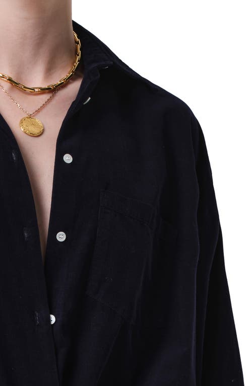 Citizen Of Humanity Citizens Of Humanity Kayla Oversize Corduroy Button-up Shirt In Black