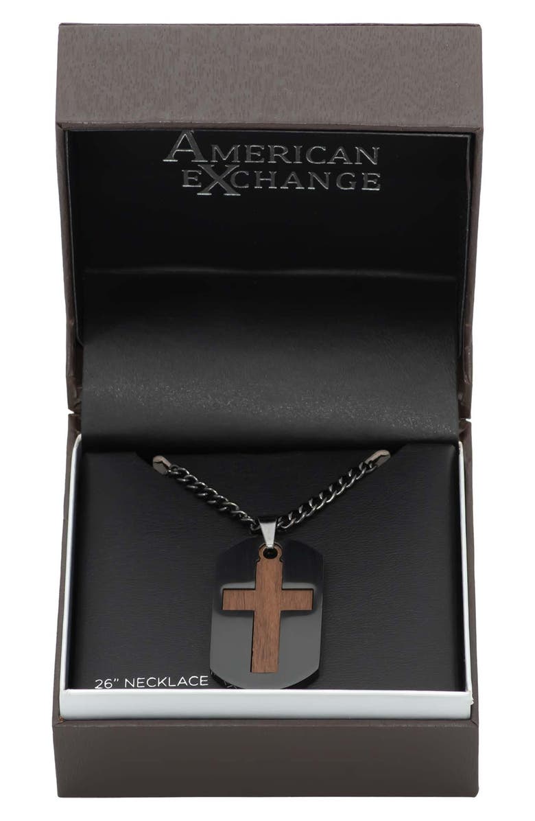 AMERICAN EXCHANGE Cross Dog Tag Pendant Necklace, Alternate, color, Gun