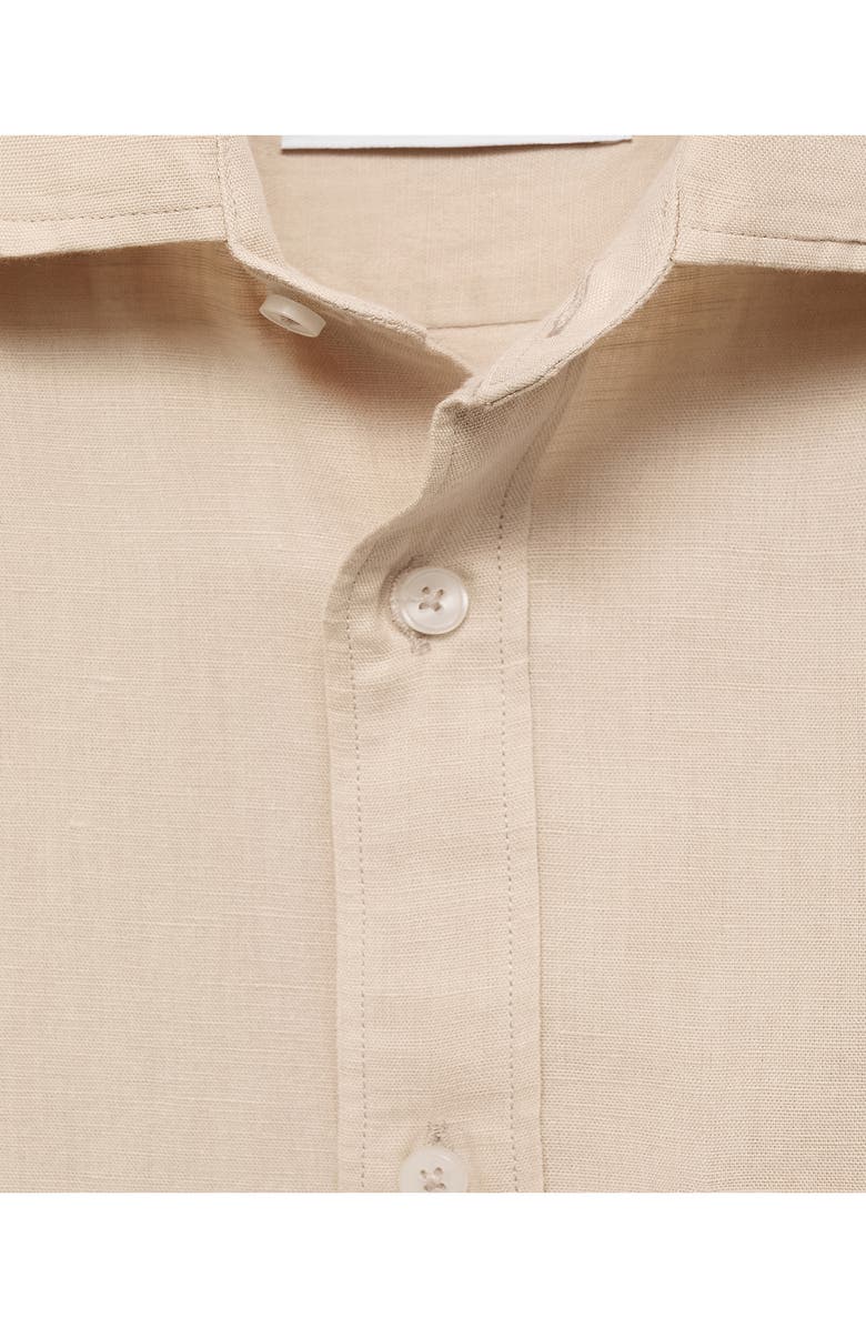 MANGO Classic Fit Linen & Cotton Button-Up Shirt, Alternate, color, Sand